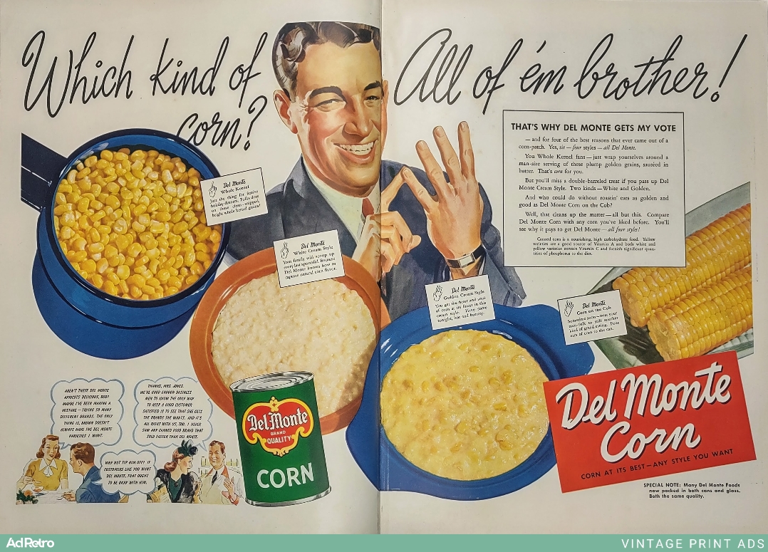 1941 Del Monte Corn Ad - "Which kind of corn?"