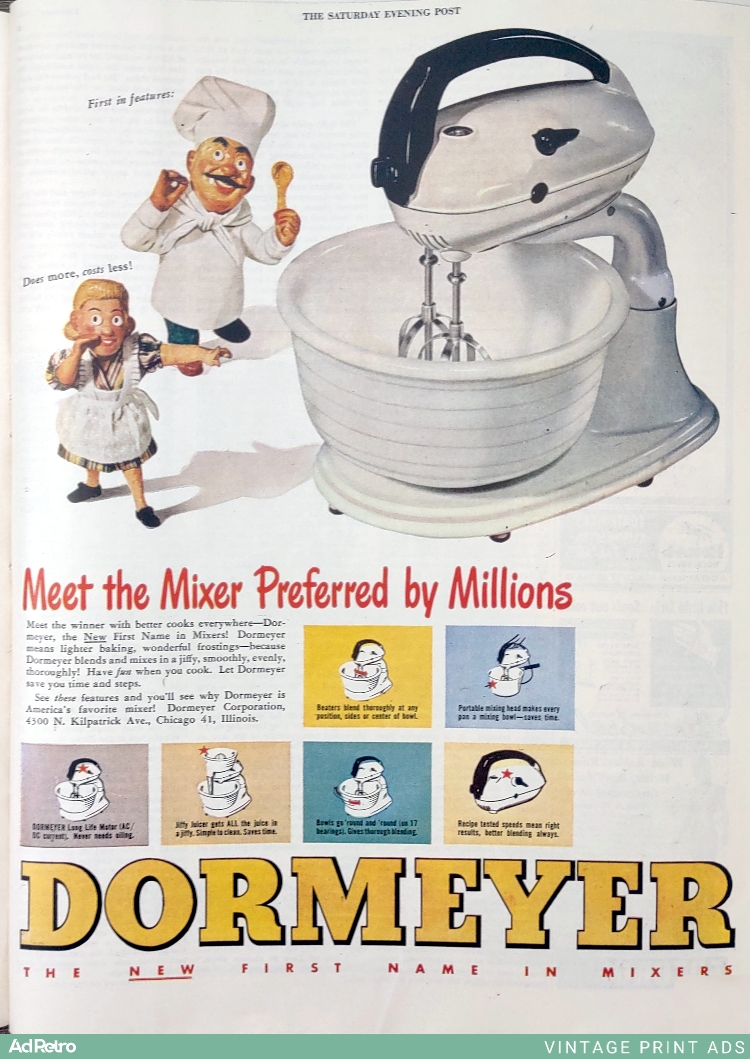 1948 Dormeyer Mixer Ad - "Meet the Mixer Preferred by Millions"
