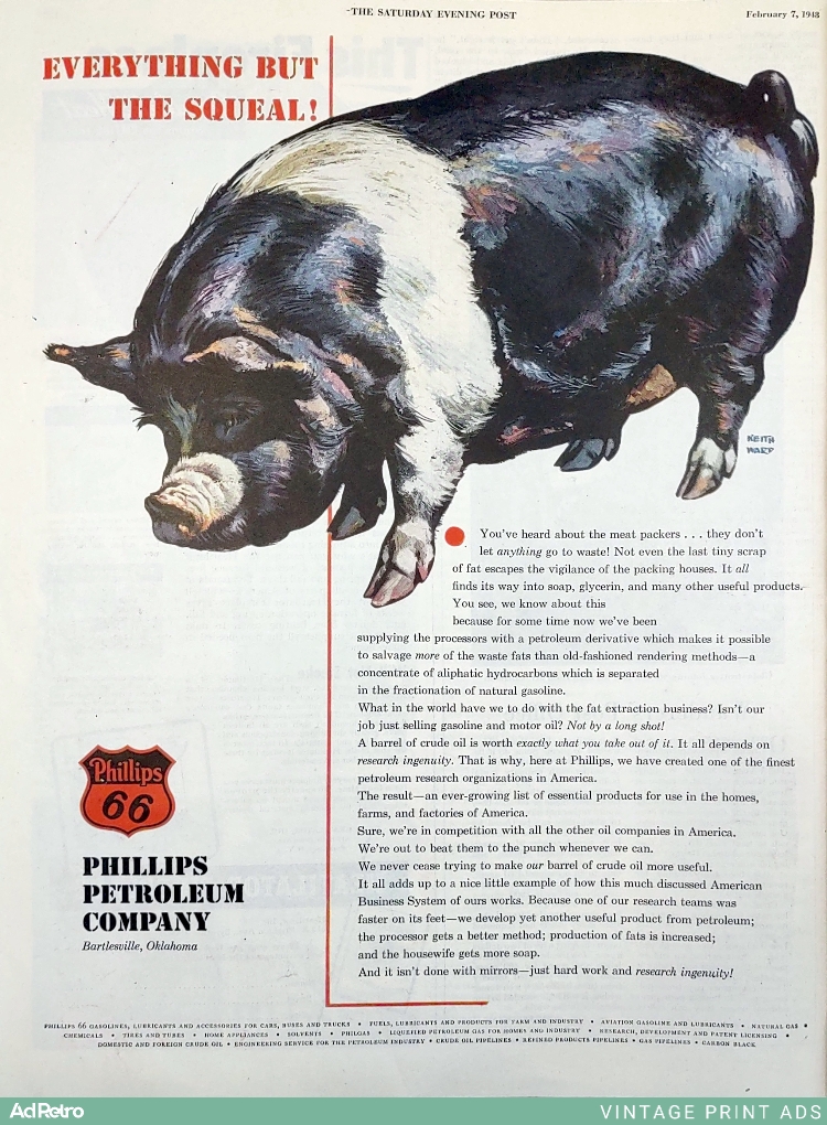 1948 Phillips 66 Petroleum Derivatives Ad - "EVERYTHING BUT THE SQUEAL!"